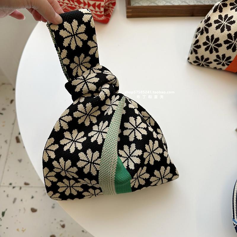 

Niche Floral Striped Woven Tote & Vest Bag - Spring/Summer Color Block Stroll Handbag