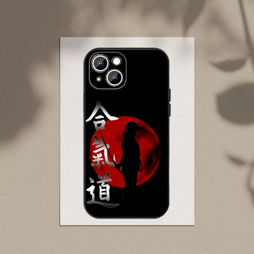 Kyokushin Karate Symbol Phone Case For Apple iPhone 15,14,13,12,11,XS,XR,X,8,7,Pro,Max,Plus,mini Silicone Black Cover
