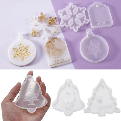 Christmas Tree DIY Resin Crystal Epoxy Mould Snowflake Elk Pendant Bag Decoration Resin Aroma Gypsum Plaster Silicone Mould