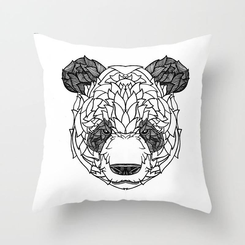 Desen animat geometric drăguț câine și pisică husă de pernă față de pernă acasă sufragerie canapea decor față de pernă