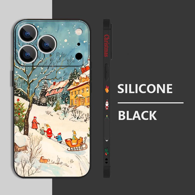 Cute Santa Claus Pattern TPU Soft Silicone Case For iPhone 17 Pro Max 16E 16 15 14 13 Pro Max 12 Pro 11 Shockproof With Lanyard Phone Cover Fundas