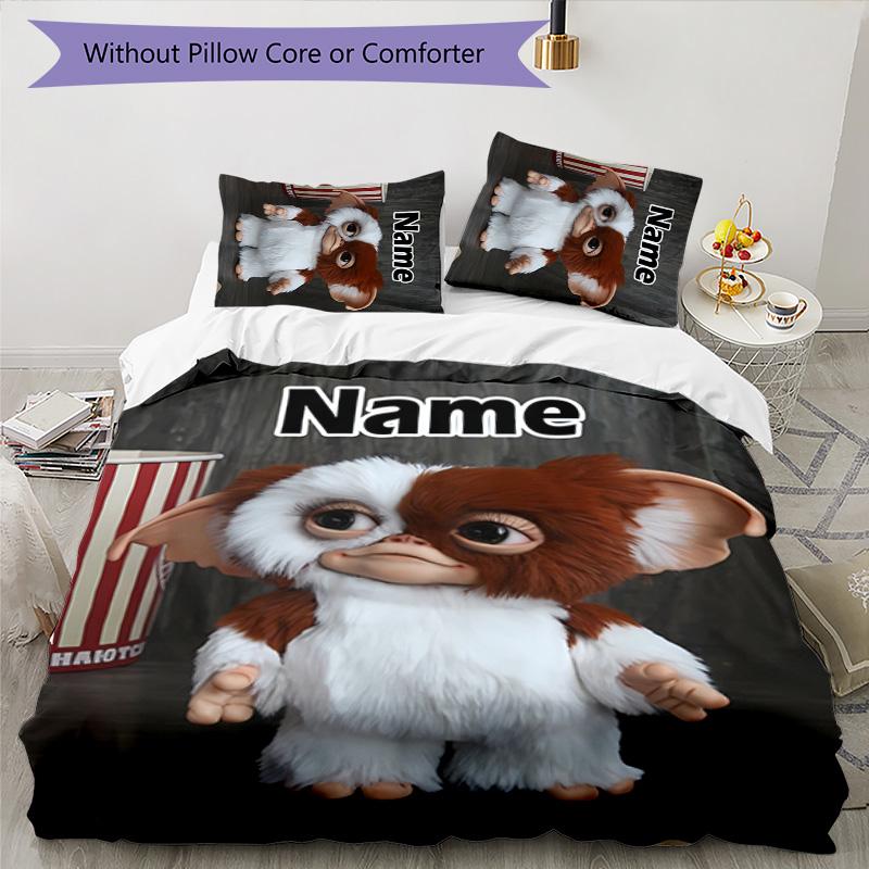 3pcs Gremlin1 Cover Set - Personalized Name, HD Printed Bedding with 1 Cover and 2 Pillowcases - Perfect for Home Decor, Easy Care