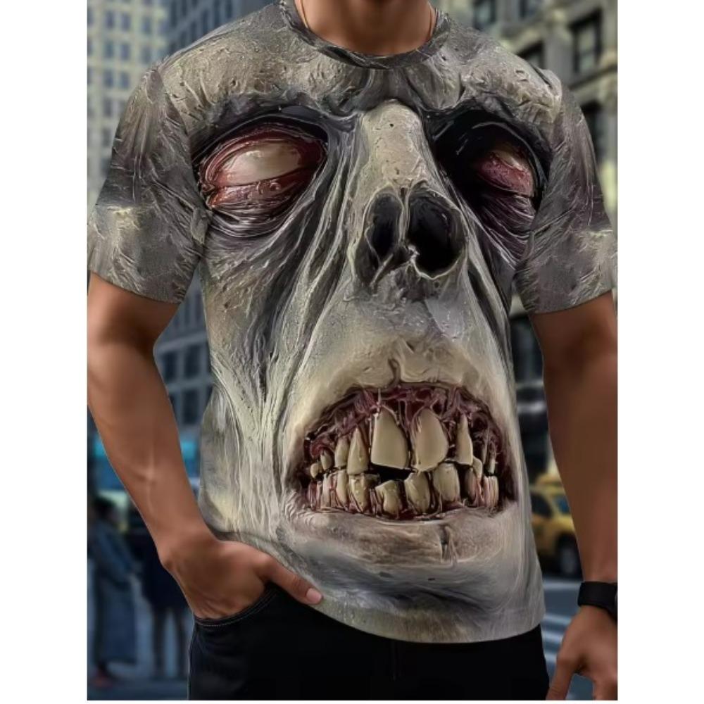 Summer Men's Creative Printed Round Neck Short Sleeved T-shirt Fashionable Comfortable Soft Breathable Plus Size Casual Sports Versatile T-shirt