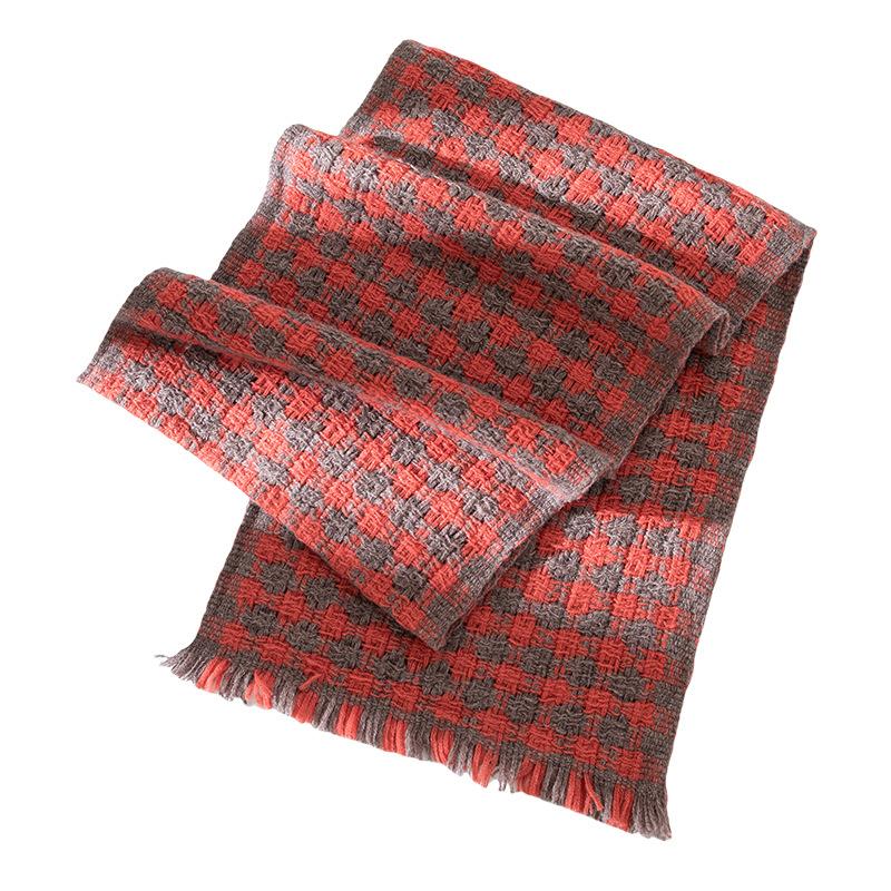 Wool Scarf Women's Winter High End Double Sided Plaid Scarf Warm Maillard Shawl