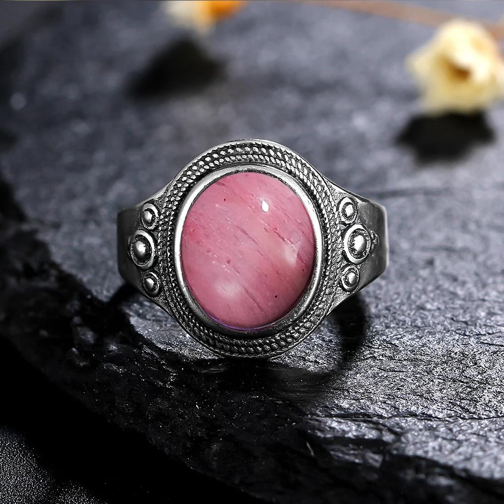 Retro Kupferbeschichtet 8*10MM Natursteinringe für Damen Herren Tigerauge Mondstein Ring Party Geschenk Luxuriöser Feinschmuck Schöne Optik 10 gray