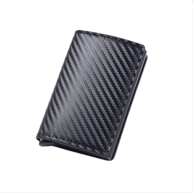 Minimalist Carbon Fiber Men Wallet RFID Blocking Aluminum Card Holder Thin Business Purse for Daily Carry