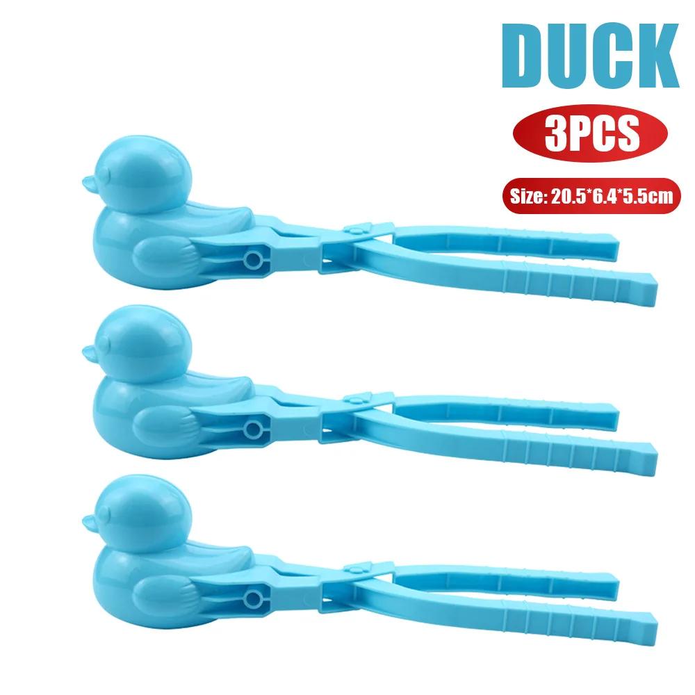 5Pcs Duck Shaped Snowball Maker Clip Children Outdoor Plastic Winter Snow Sand Making Mould Tool for Kids Fight Fun Sports Toys