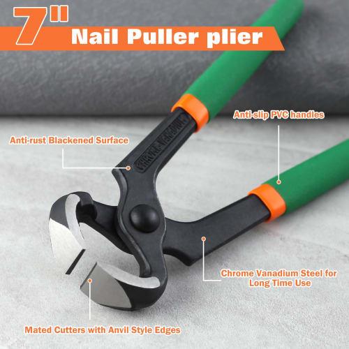 LEONTOOL Nail Puller, End Nippers, Heavy-Duty, Non-Slip, for High Heels, Nail Puller, Wire Cutter, End Cutting Nipper, Nail Puller, for Car Tire and P