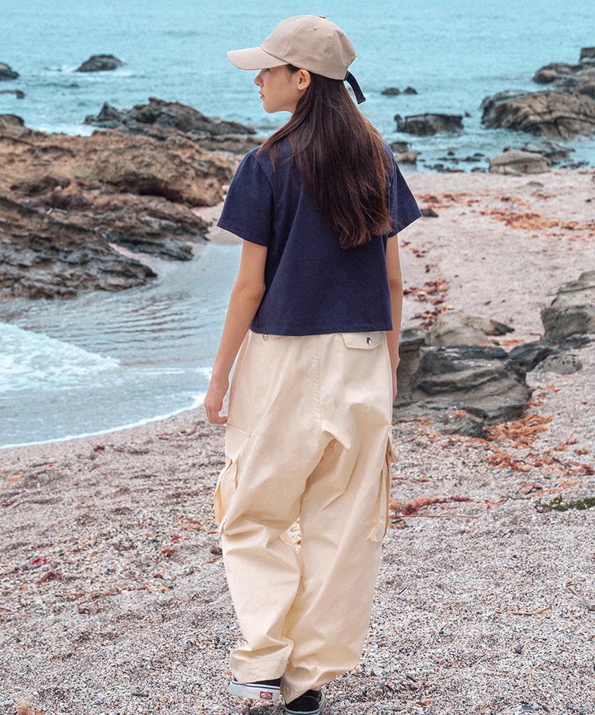 MIDNIGHT12AM Wide Tapered Cargo Pants - Cream