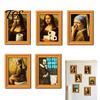 Retro Style Picture Frames Funny Small Wooden Fridge Magnet Frame, Vintage Oil Painting Pattern Metal Surface Magnetic Refrigerator Locker for
