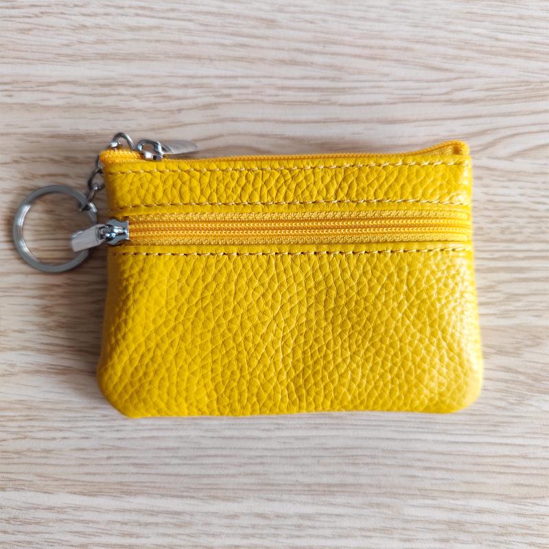 Genuine Leather Cowhide Card & Key Holder with Coin Purse - Compact and Portable