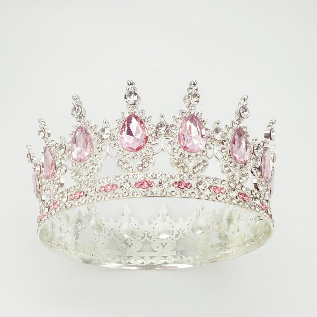 Full Circle Crown Tiara Colorful Baroque Retro Full Diamond Jewelry Wedding Accessories Crown Bridal Crown