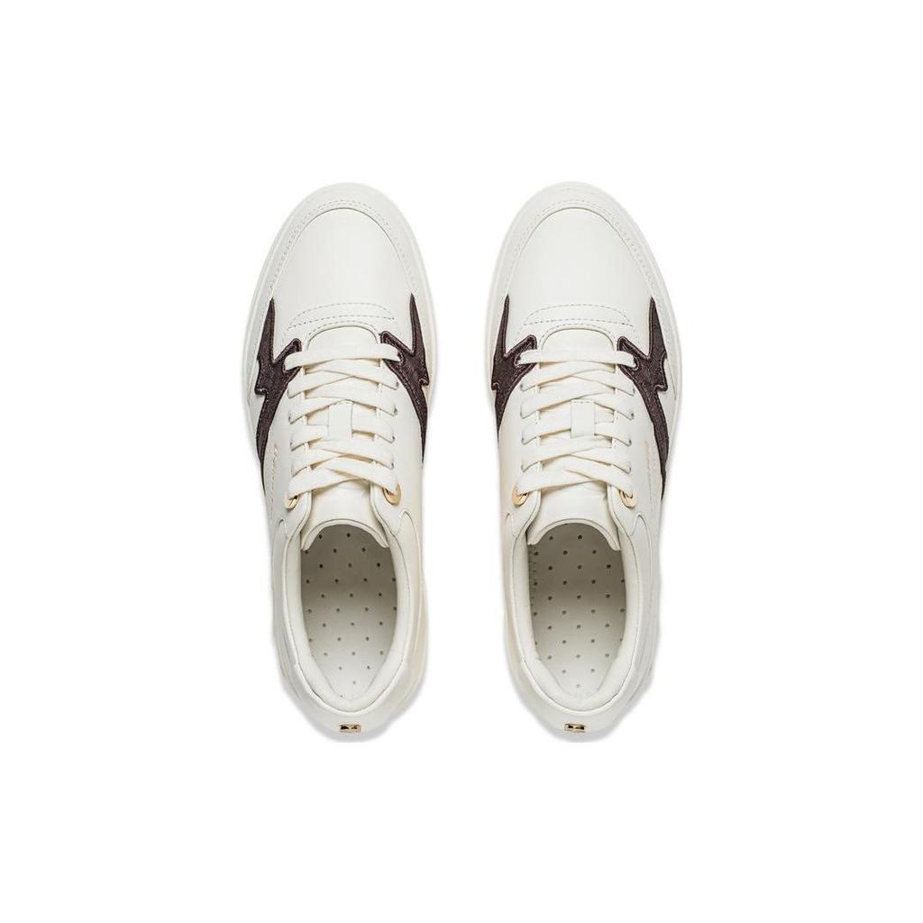 Li-Ning 1990 Non-Slip Comfortable Rebound Shock Absorption Low-Top Sneakers Women sneakers White Brown ALHT066-3