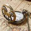 Retro Bronze Hollow Horse Pocket Watch Necklace Quartz Movement Pocket Watch Non-Waterproof Watch For Men New Year Gifts