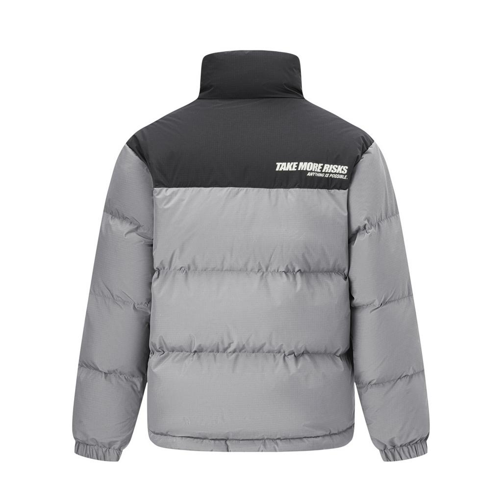Li Ning Hot Pot Down Jacket Series Loose Short Stand Collar Zipper Long Sleeve Down Jacket Unisex Outerwear Thunder-Gray AYMV855-5
