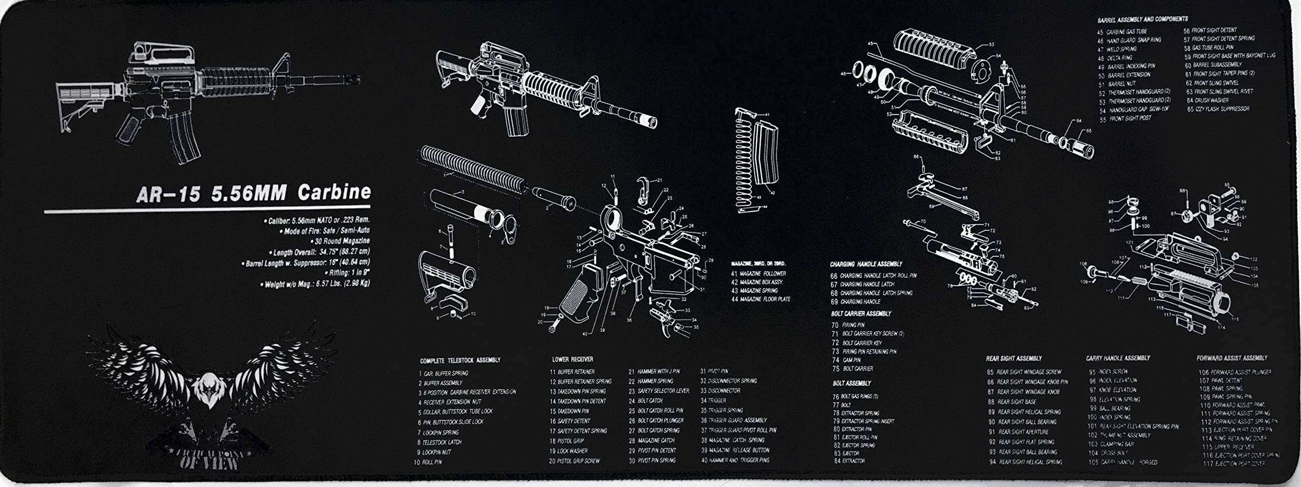 

ChaosAirsoft Коврик для обслуживания оружия Графический тип Маслостойкий Гобелен Коврик для мыши Противоскользящий (Карабин AR-15) чёрный