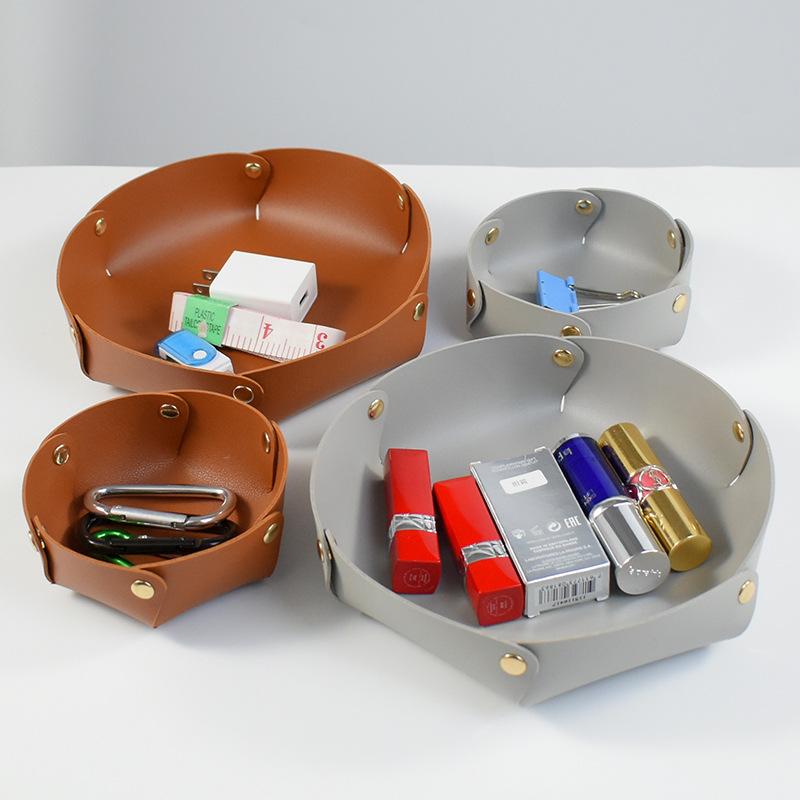 Lederablage Schreibtisch Veranda Kosmetik Uhr Schlüssel Schmuck Leder Aufbewahrungsbox Faltbar