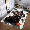 Samurai Design Carpet with Fall Leaves, Vintage Battle Warrior Artwork Suitable for Use As an Anti-slip for Living Room Bedroom Sofas