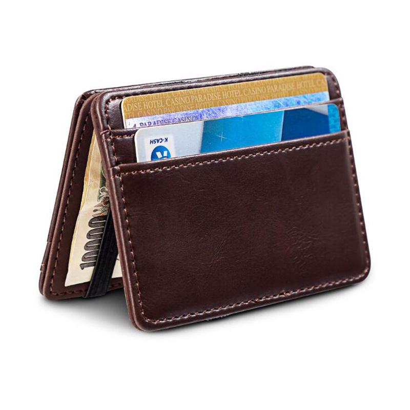 Quality Leather Magic Wallets Fashion Small Men Money Clips Card Purse Thin Cash Holder 3 Colors