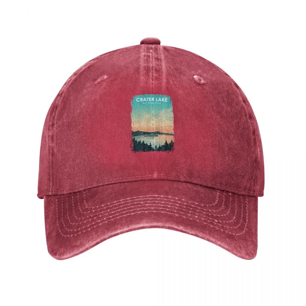 Crater Lake National Park Travel Poster Baseball Cap Golf custom caps Rave Vintage Luxury Women Unisexs