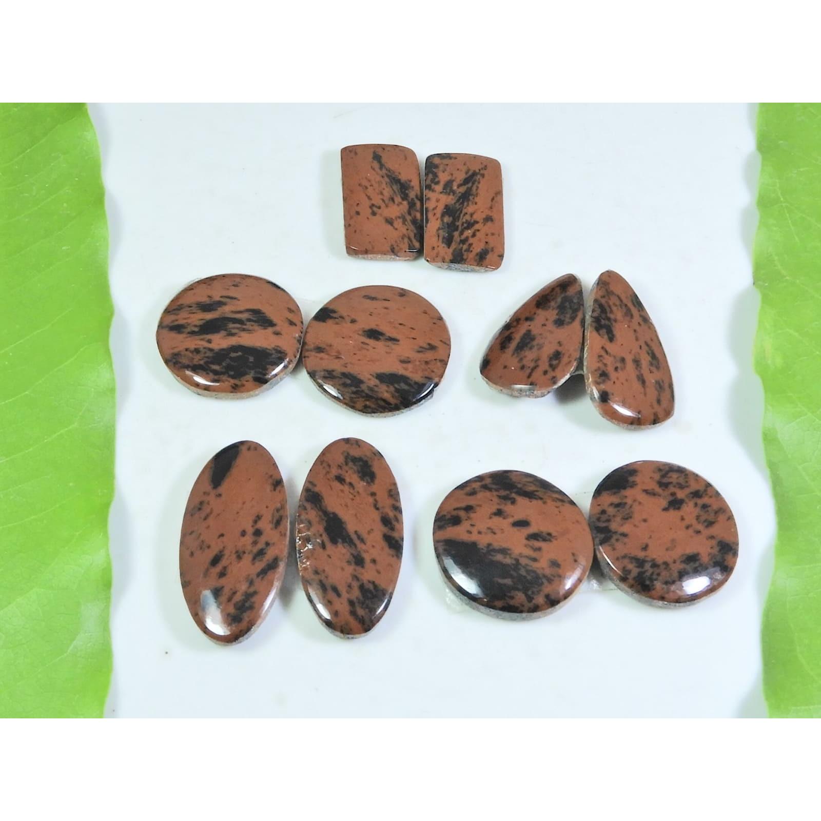 

19-25MM Natural Margoni Jasper Matched Pair Mix Loose Gemstone 5Pair Lot A-163