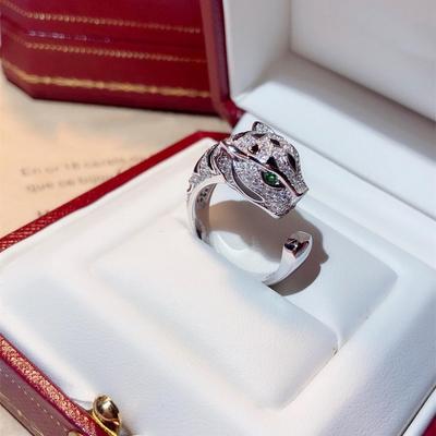 The Latest Popular Leopard Grandmother Emerald Ring  High Carbon Diamonds, Full of Dominance Leopard Multi Circle Ring Size Open