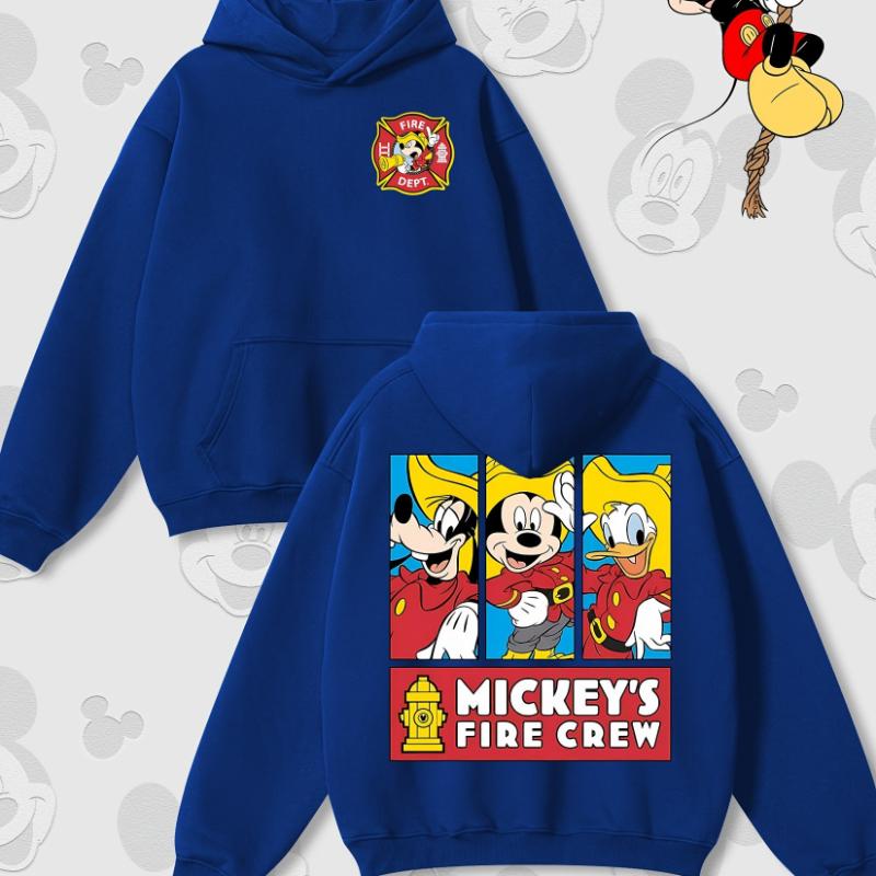 Disney Cartoon Print Autumn and Winter Hooded Sweater Crew Neck Long-sleeved Hoodie Loose Casual Style Suitable for Men Women