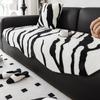 Plush Sofa Cushion and Blanket for Winter Warmth Thickened Non Slip Sofas Towel  Bed Sheet Black  White Patterned Settee Cover