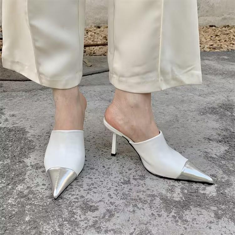 Sexy Genuine Leather Pointed-Toe Super High Heel Woman Slippers MIx Colors Stiletto Ladies Wedding Pumps Ladies Sapato Feminino