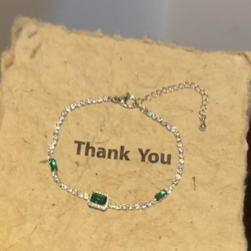 

Luxury Emerald Bracelet for Women Elegant Yellow Diamond Square Crystal Bracelet Fashion Jewelry