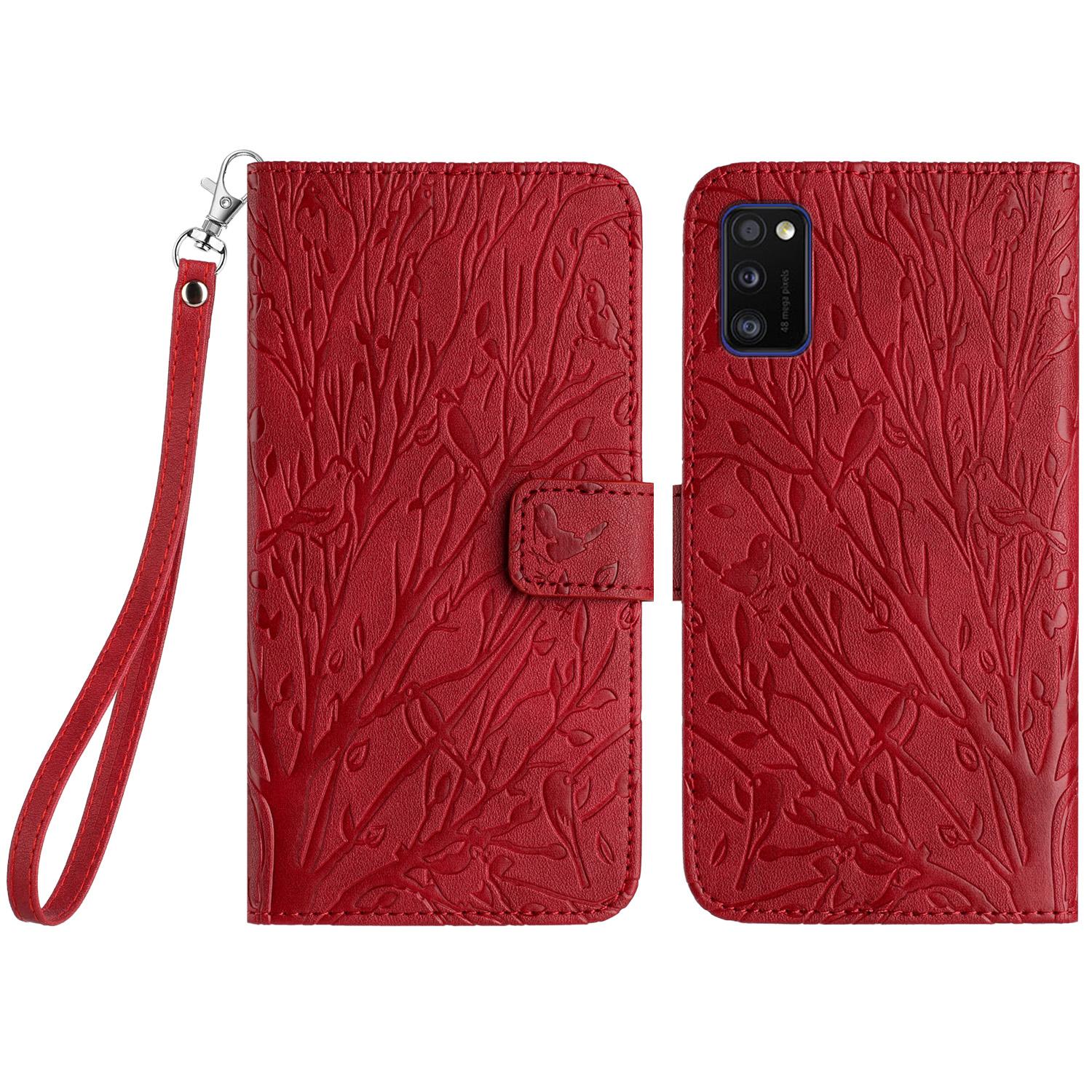 

For Samsung Galaxy A41 (Global Version) Case Wallet Protective Phone Cover with Stand Red