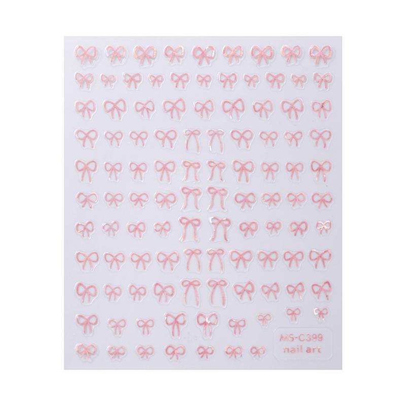 Błyszcząca biała wstążka kokarda naklejki na paznokcie 3D Nail Art Design dekoracje naklejki wstążka kokarda diy manicure naklejki