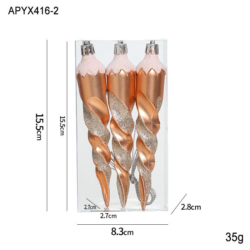 Plastic Champagne Christmas Tree Pendant Set: Creative Hanging Ornaments for Festive Decoration and Atmosphere.