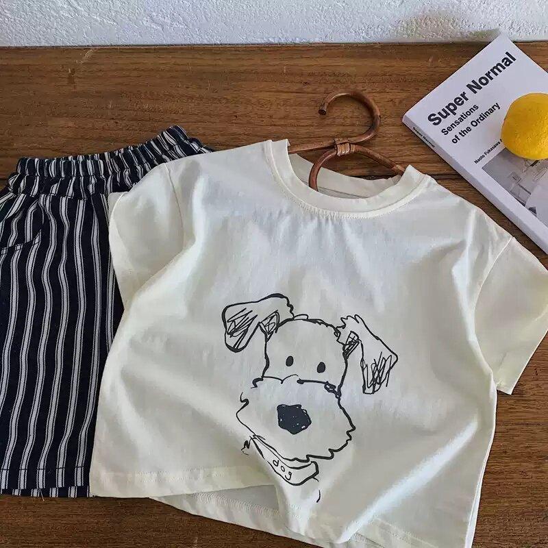 Kids Summer Cool Cartoon Puppy Short Sleeve T Shirt for Boys and Girls