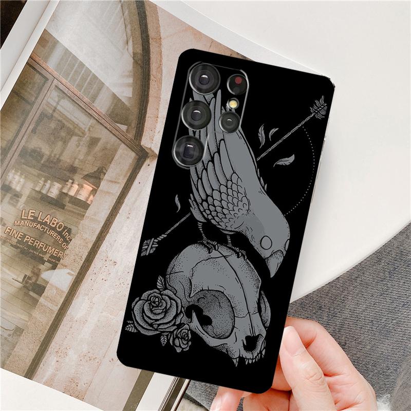 Raven Dark Crow Skull Phone Case For Samsung Galaxy S25 Ultra S9 S10 S20 FE S21 S22 S23 Plus S24 Ultra Full Cover