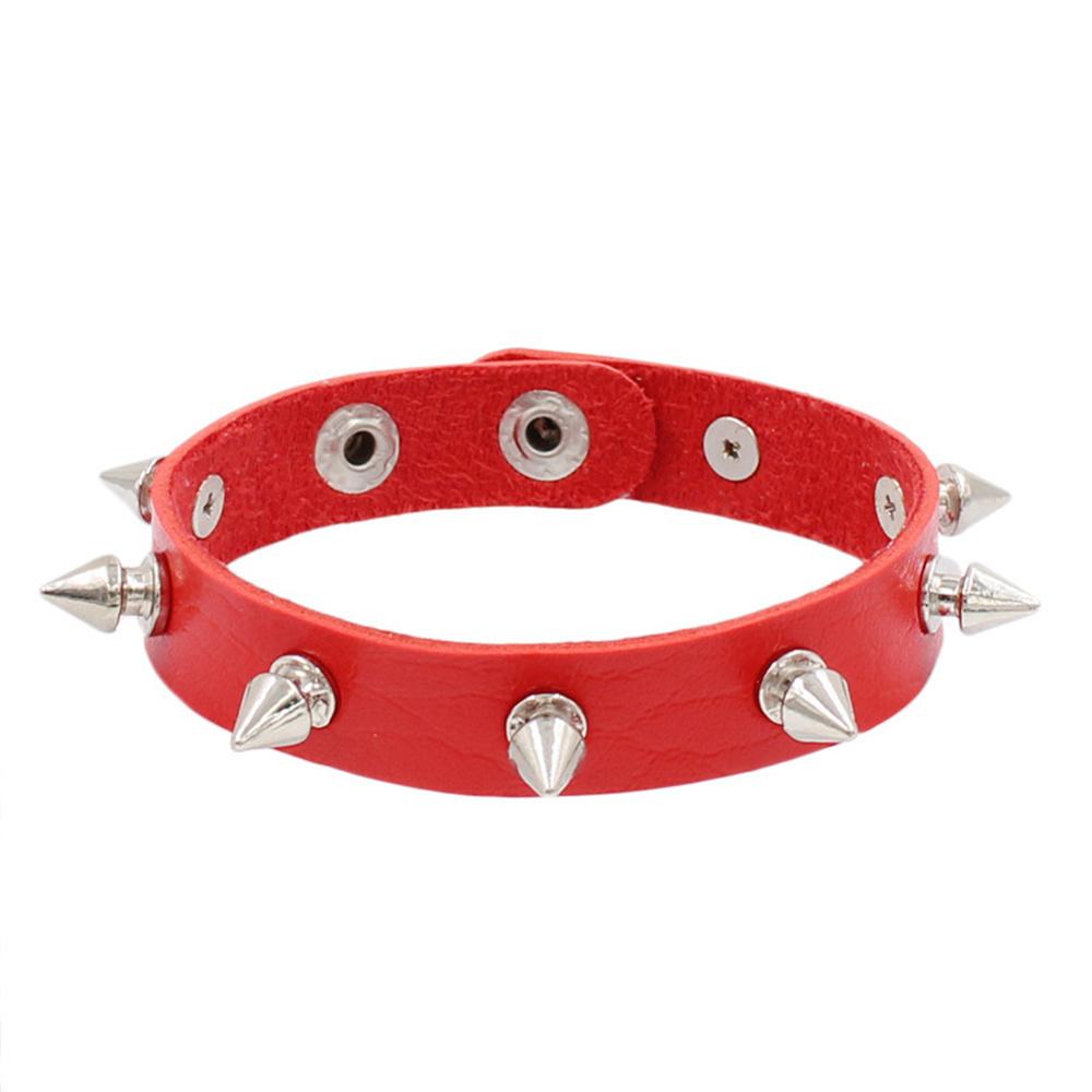 2025 Red Pink Hip Hop Rock PU Leather Bracelet Punk Stud Spike Rivet Punk Bangle Bracelet Wristband Jewelry Accessories Gifts