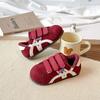 Children's cotton shoes for older kids, new autumn and winter models, girls' plush-lined non-slip leather panel shoes, boys' casual warm shoes
