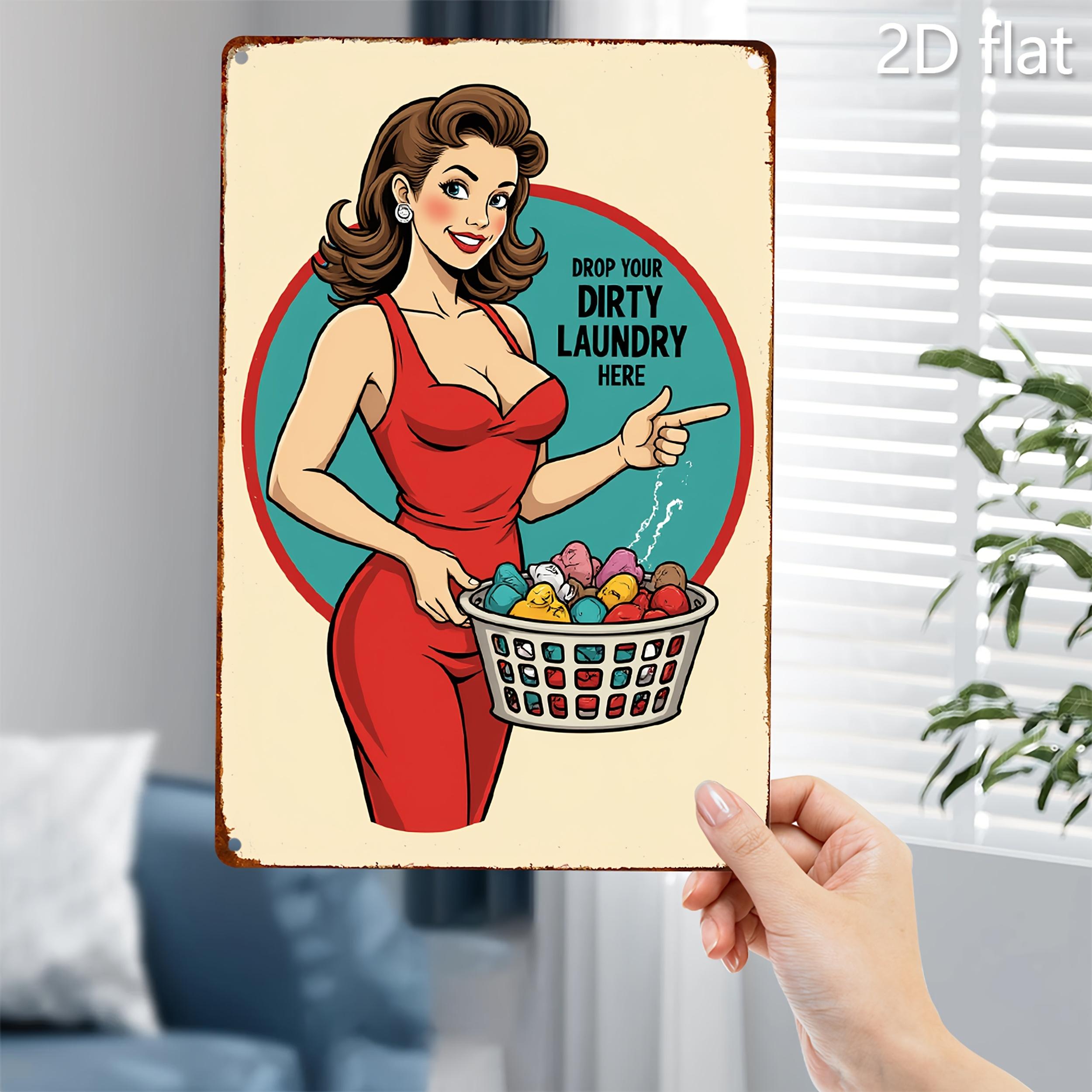 

Retro Humor Laundry Wall Art Weatherproof Tin Metal Sign PreDrilled IndoorOutdoor Decor for Home Office Garden 20x30cm（7.8x11.8inch）