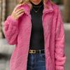 Women's Clothing, Autumn and Winter New Styles, Long Sleeved, Cardigan, Zipper, Diamond Shaped, Plush Jacket, Winter Thick Jacket, Plush Jacket