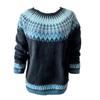 Women's Fashionable Casual Printed Round Neck Pullover Loose Long Sleeved Sweater Top