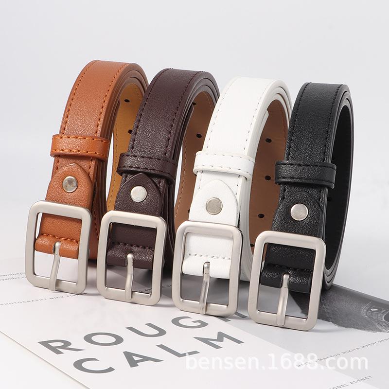Women S Pu Leather Belt Matte Silver Buckle Wide Waistband Casual Fashion