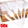 50-5Pcs Disposable Tableware Biodegradable Plastic Soup Spoons Fork Knife for Parties Lunches Picnics Desserts or Appetizers