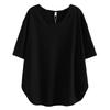 Summer Korean Plus Women's Casual Top Loose Solid Color V-neck Split Simple Short Sleeved T-shirt