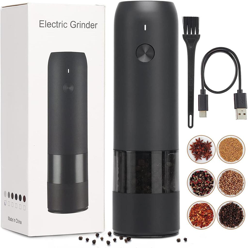 Electric Automatic Salt and Pepper Grinder Set Rechargeable With USB Gravity Spice Mill Adjustable Spices Grinder Kitchen Tools