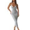 2026 Europe, America, Pure Desire Deep V Suspender Dress, Slim-fitting Knitted Hip-wrapped Medium and Long Skirt