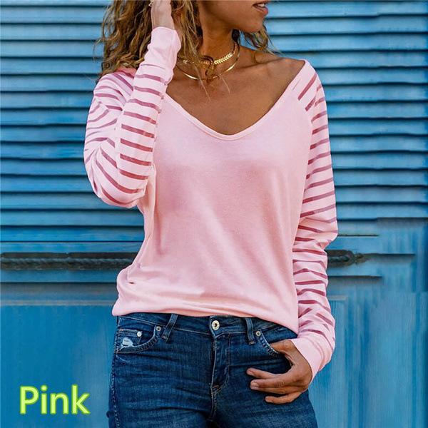 Fashion Women's Casual Tops Spring Striped Loose Long Sleeve T Comfortable and Versatile T-shirt for Ladies Elegant Women's Clothing
