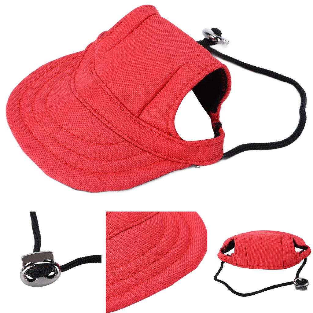 Dog Baseball Hat Sun Protection Comfortable Adjustable Pet Sports Hat with Ear Holes for Small DogsRed S
