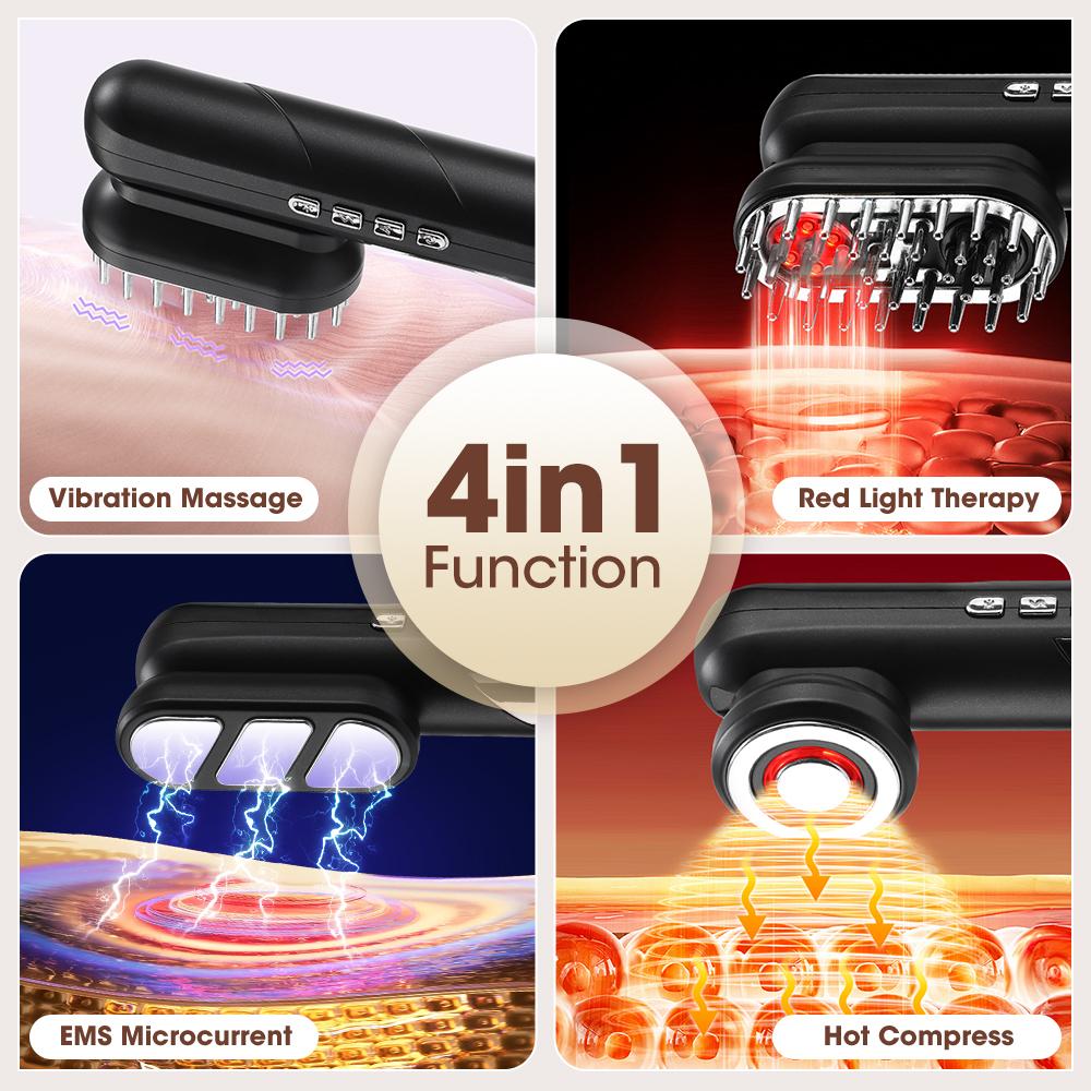 4 In 1 EMS Scalp Massage Comb Red Light Therapy Hair Growth Scalp Brush Liquid Applicator Vibration Face Lifting Beauty Massager
