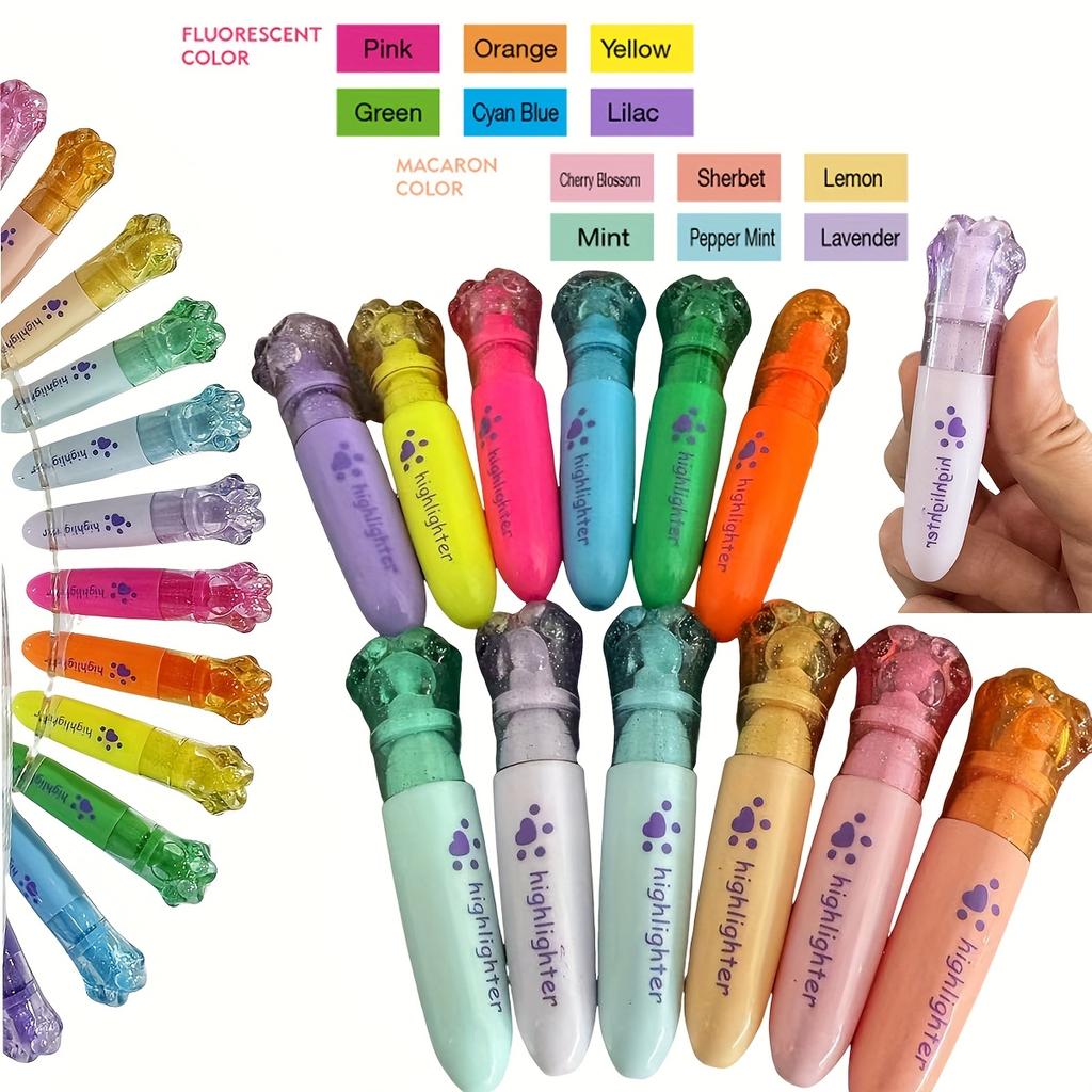 Cute Cartoon Cat Highlighter School Office Stationery Student Drawing Supplies Kawaii Ice Cream Mini Marker Pen