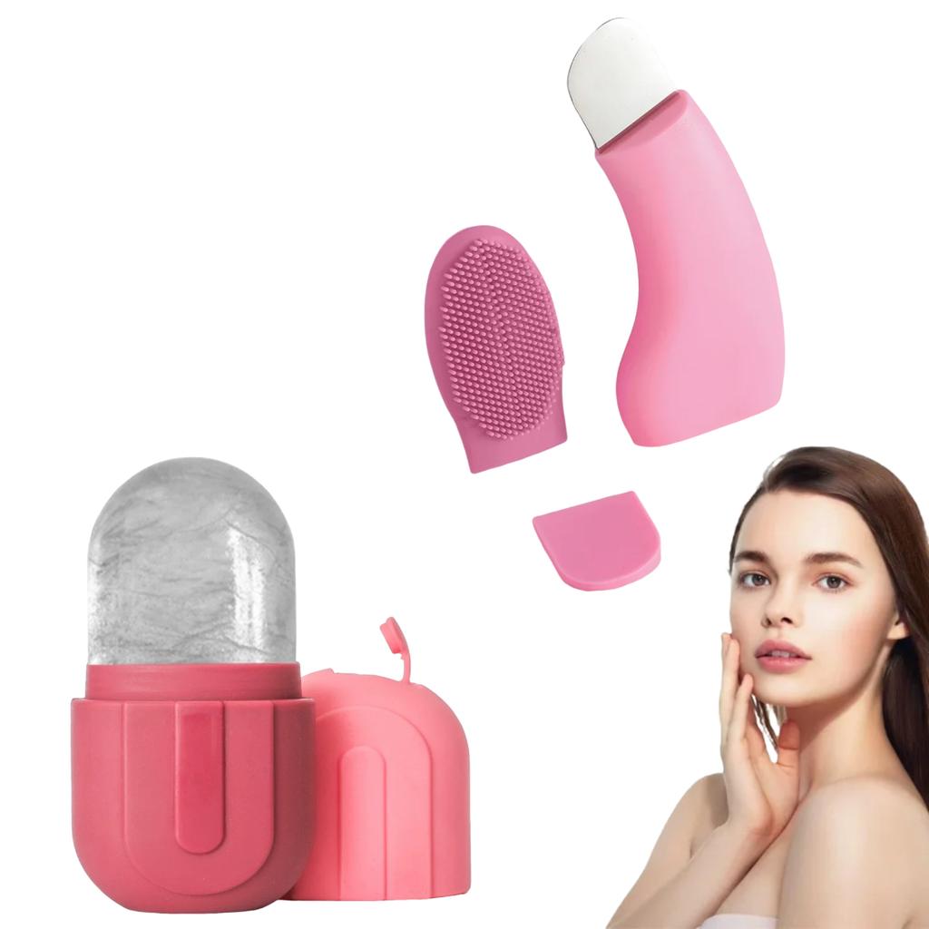 2PCS Face Ice Roller Blackhead Remover Set Silicone Face Lifting Ice Cube Facial Massager Face Scraper Beauty Skin Care Tools